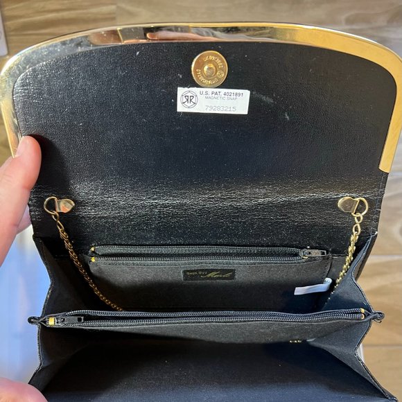 Vintage Black Silver Gold Link Mesh Evening Purse Clutch Crossbody Retro 80s - Picture 7 of 10